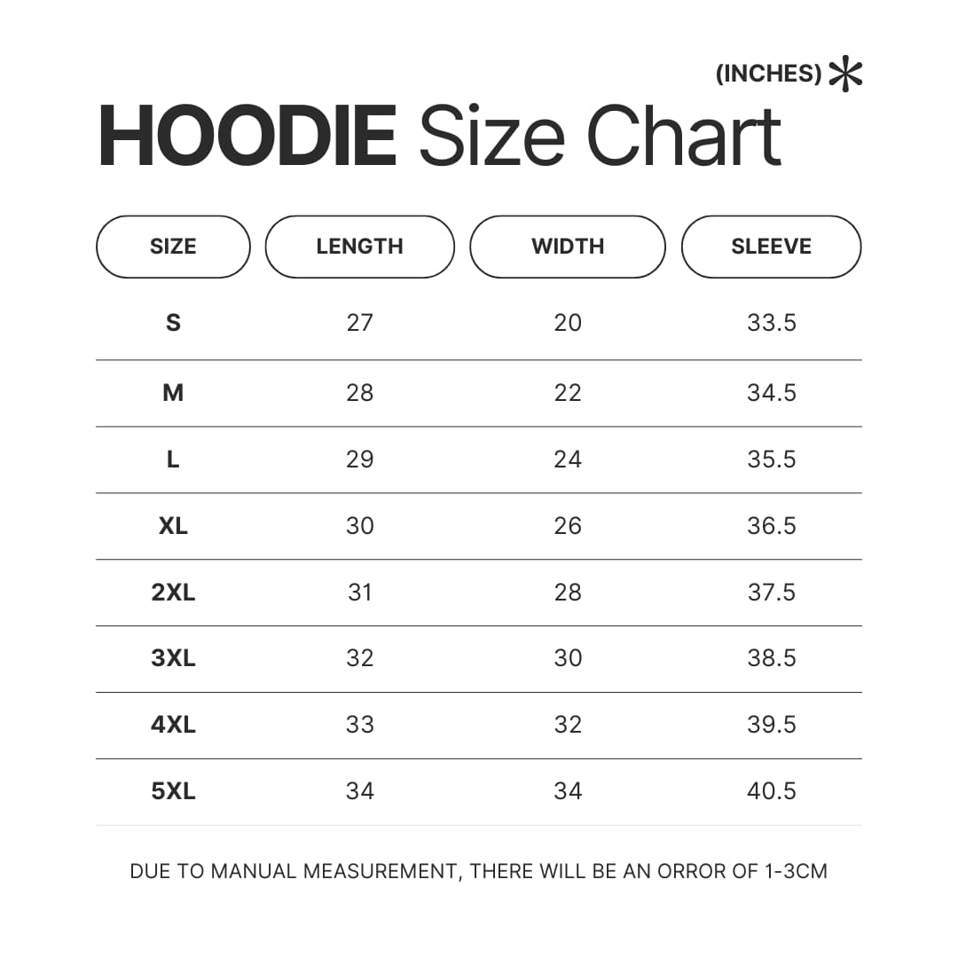 Hoodie Size Chart - Hell's Paradise Store