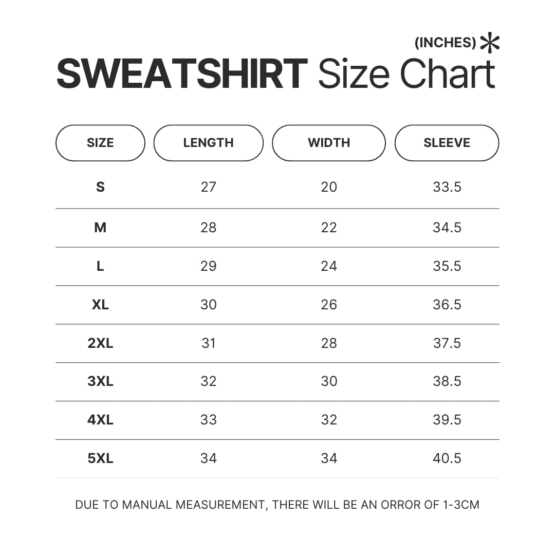 Sweatshirt Size Chart - Hell's Paradise Store