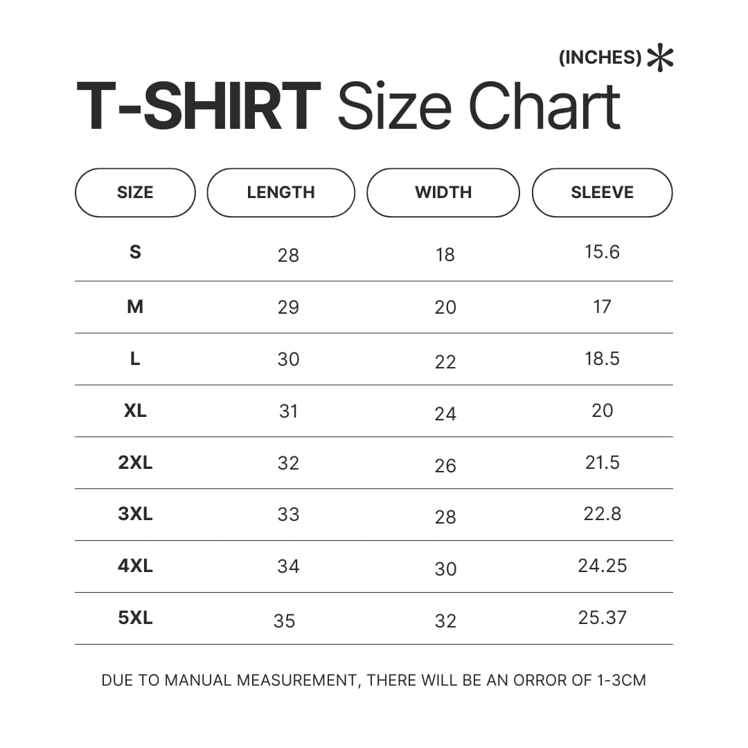 T shirt Size Chart - Hell's Paradise Store
