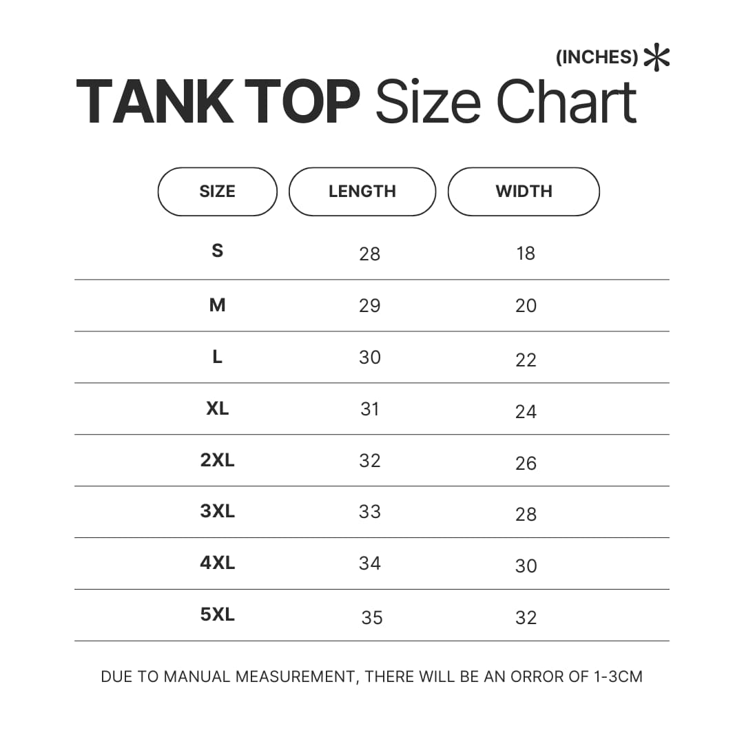 Tank Top Size Chart - Hell's Paradise Store